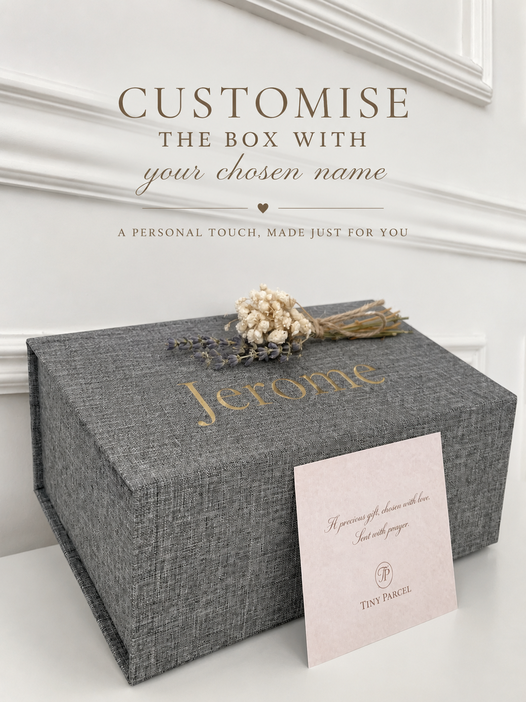 Grey Black Linen Gift Box Personalised