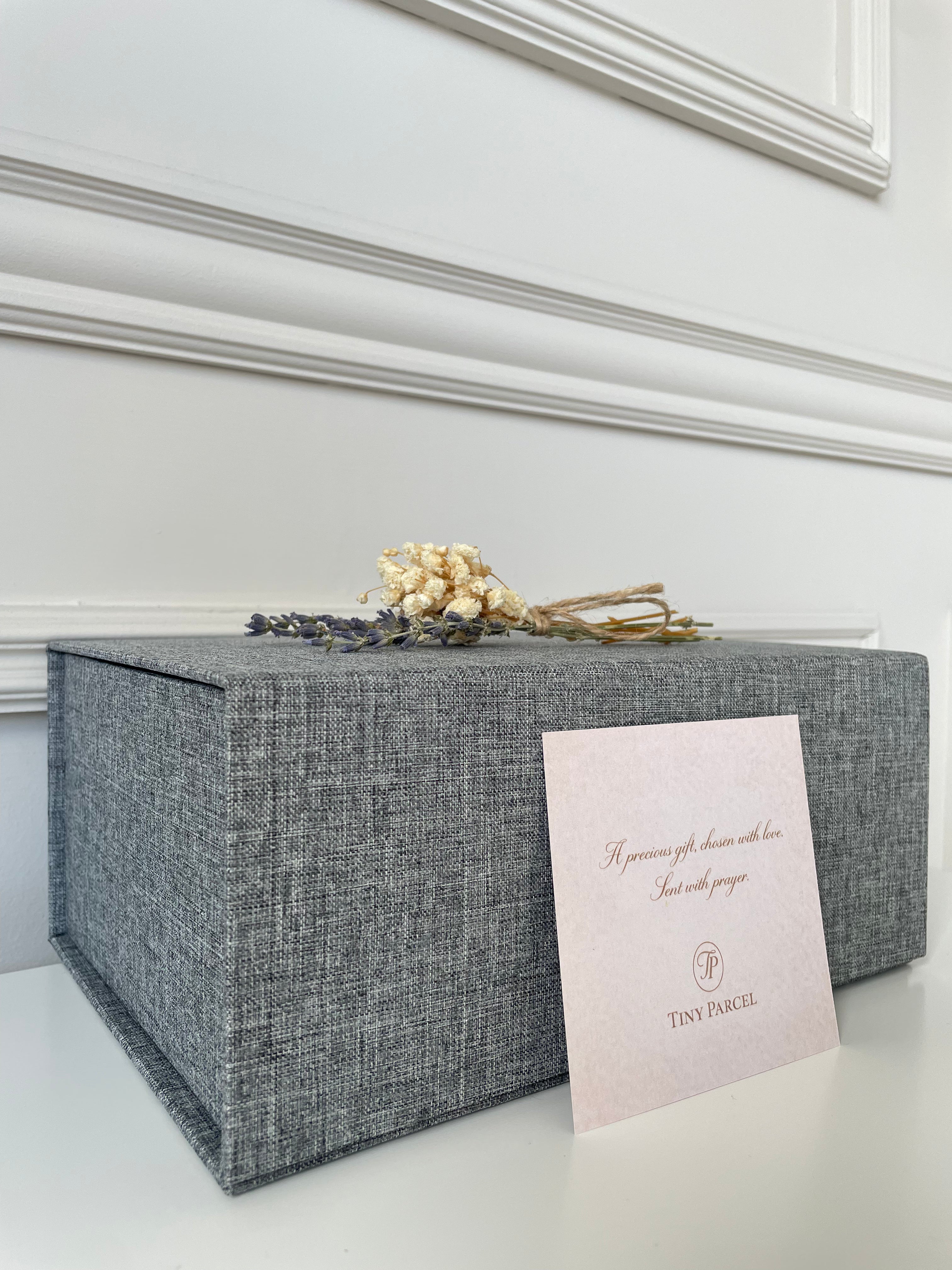 Grey Black Linen Gift Box Personalised